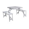 Marbueno Tisch und 4 Sitze mit Sonnenschirmloch Klappbar Aluminium Grau Camping und Strand 136X85X67 cm 10439