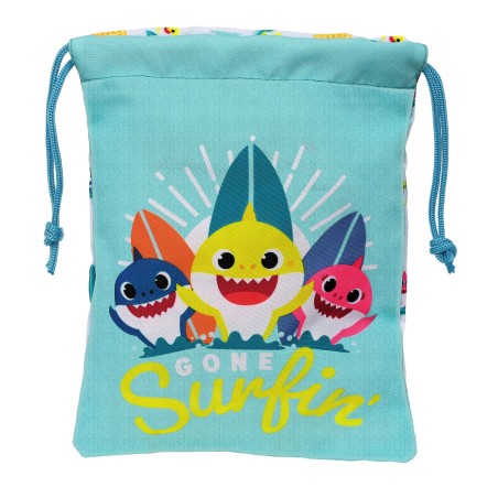 Lunchbox Baby Shark Surfing 20 x 25 x 1 cm Sack Blau Weiß