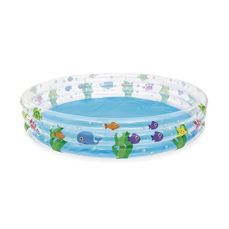 Bestway Kinder Aufblasbarer Pool 3 Ringe Transparent Meeresleben 183x33 cm +2 Jahre Garten 51005