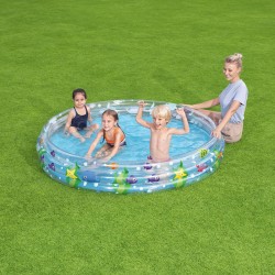 Bestway Kinder Aufblasbarer Pool 3 Ringe Transparent Meeresleben 183x33 cm +2 Jahre Garten 51005