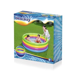 Bestway Aufblasbares Kinderbecken 4 Ringe Regenbogen 157x46 cm +3 Jahre Garten 51117