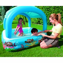 Bestway Aufblasbarer Kinderpool Abnehmbares Dach 140x140x114 cm +2 Jahre Garten 52192