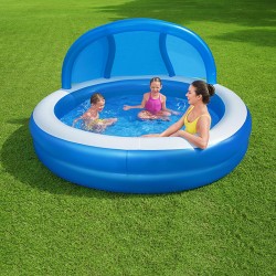 Bestway aufblasbarer Pool 2 Kammern Sonnenschutz 241x241x140 cm +6 Jahre Garten 54337