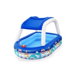 Bestway Aufblasbares Kinderpool Abnehmbares Dach Boot mit Lenkrad 213x155x132 cm +3 Jahre Garten 54370