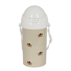 Flasche mit Deckel und Strohhalm Safta Puppy Beige PVC 500 ml