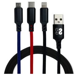 Kabel Micro USB Subblim Premium 3in1 Schwarz 1 m