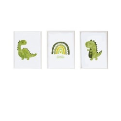 Satz mit 3 Bildern Crochetts 33 x 43 x 2 cm Regenbogen Dinosaurier 3 Stücke