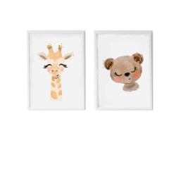 Satz mit 2 Bildern Crochetts 33 x 43 x 2 cm Giraffe Bär 2 Stücke