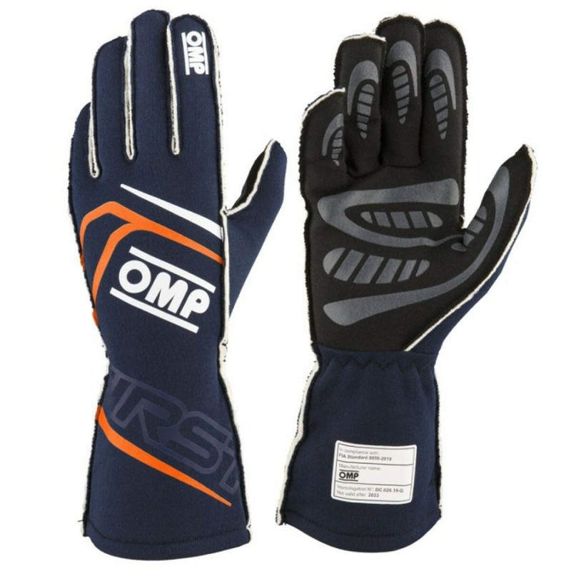 Handschuhe OMP OMPIB0-0776-A01-249-L Orange L FIA 8856-2018 Marineblau