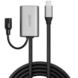 USB-C-Kabel LINDY 43270 Schwarz Silberfarben 5 m