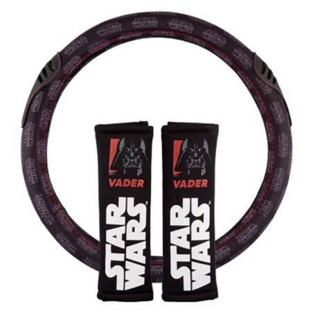 Lenkradabdeckung + Polsterung für Sicherheitsgurt Star Wars Darth Vader Universal Schwarz 3 Stücke