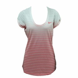 Damen Kurzarm-T-Shirt Nike SS Dip Dye Burnout Rot Weiß