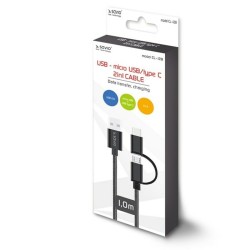 USB-Kabel auf Micro-USB und USB C Savio CL-128 Schwarz 1 m