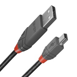 USB 2.0 A zu Mini USB-B-Kabel LINDY 36722 Schwarz 1 m