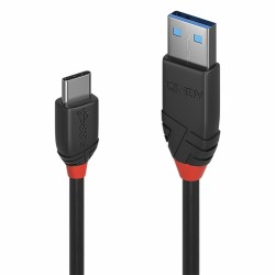 USB A zu USB-C-Kabel LINDY 36916 Schwarz 1 m