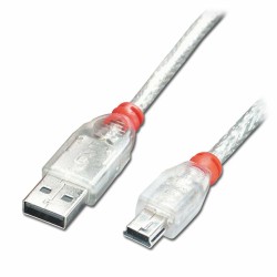 USB 2.0 A zu Mini USB-B-Kabel LINDY 41780 20 cm Durchsichtig