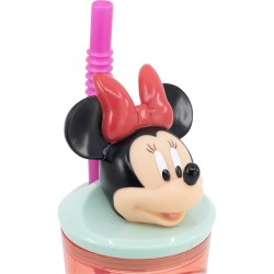 Becher mit Strohhalm Minnie Mouse CZ11337 Rosa 360 ml 3D