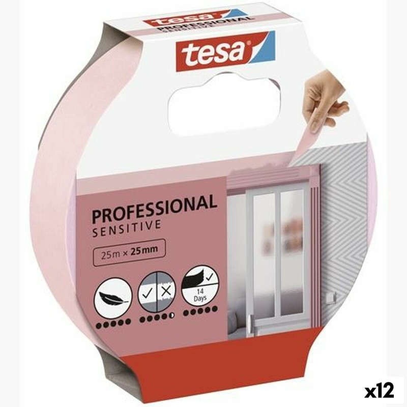 Klebeband TESA Professional Sensitive Maler Rosa 12 Stück 25 mm x 50 m