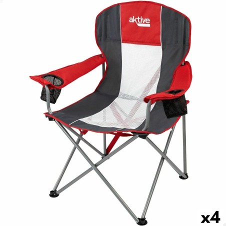 Camping Klappstuhl Aktive Dunkelgrau Rot 56 x 98 x 59 cm (4 Stück)