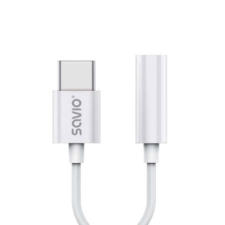 USB-C-zu-Jack 3.5 mm-Adapter Savio AK-51 Weiß 11 cm