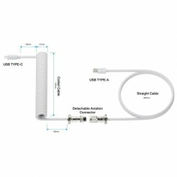 USB A zu USB-C-Kabel Newskill NS-AC-COILC-W Weiß