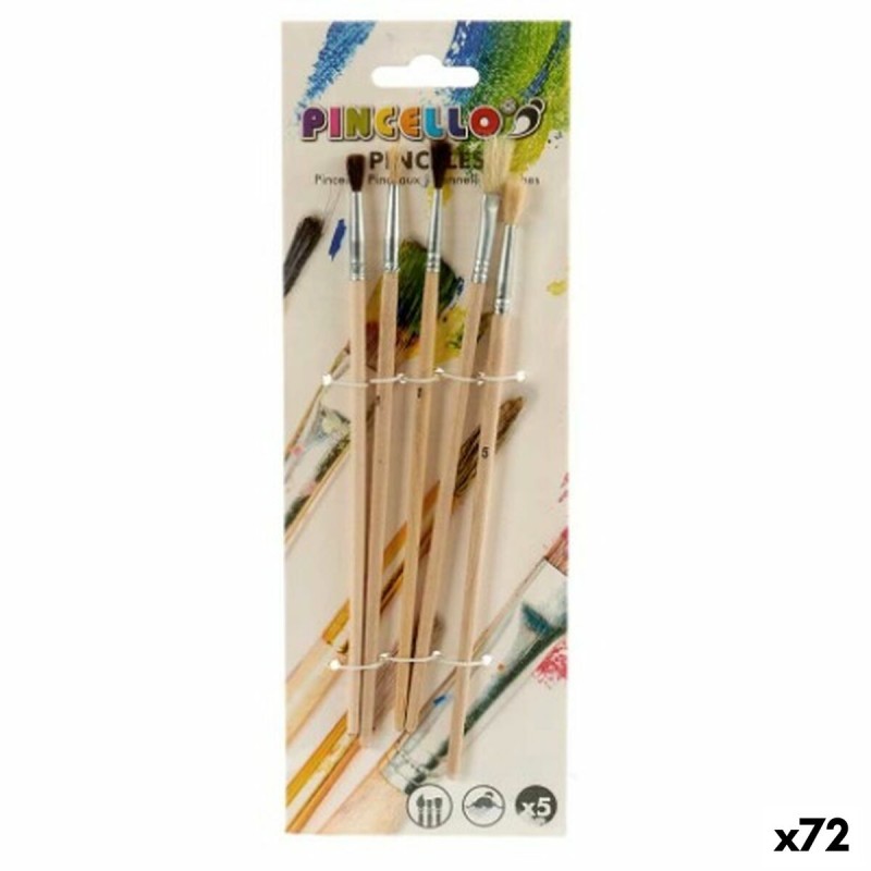 Pinsel Nº 1 - Nº 3 - Nº 5 - Nº 7 - Nº 9 Braun Grau Holz Metall (72 Stück)