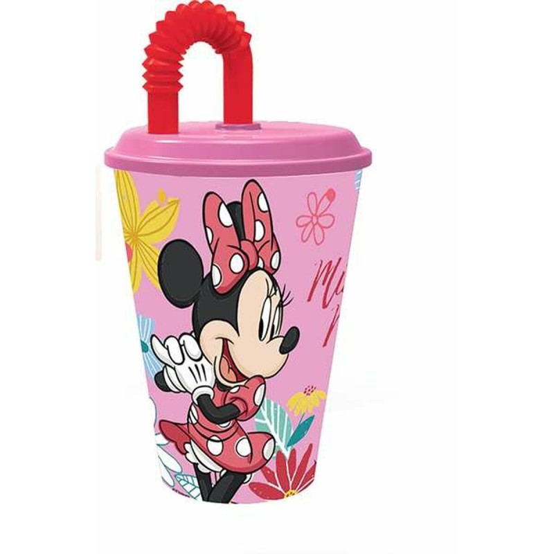 Becher mit Strohhalm Minnie Mouse Spring Look 430 ml